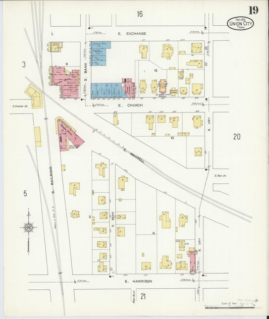 Sanborn Fire Insurance Map from Union City, Obion County, Tennessee (1912), Sheet #0019 - Historic Sanborn Fire Insurance Map Print, vintage old map wall art, antique decor, genealogy gift, Tennessee Tennessee map