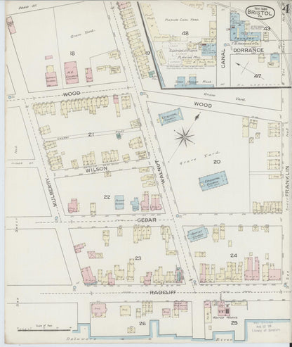 Sanborn Fire Insurance Map from Bristol, Bucks County, Pennsylvania (1886), Sheet #0004 - Historic Sanborn Fire Insurance Map Print, vintage old map wall art, antique decor, genealogy gift, Pennsylvania Pennsylvania map