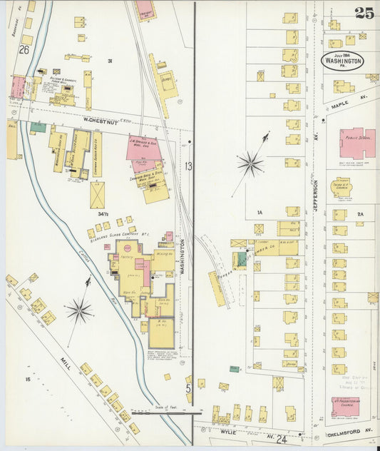 Sanborn Fire Insurance Map from Washington, Washington County, Pennsylvania (1904), Sheet #0025 - Historic Sanborn Fire Insurance Map Print, vintage old map wall art, antique decor, genealogy gift, Sanborn Fire Insurance Map from Washington Washington map