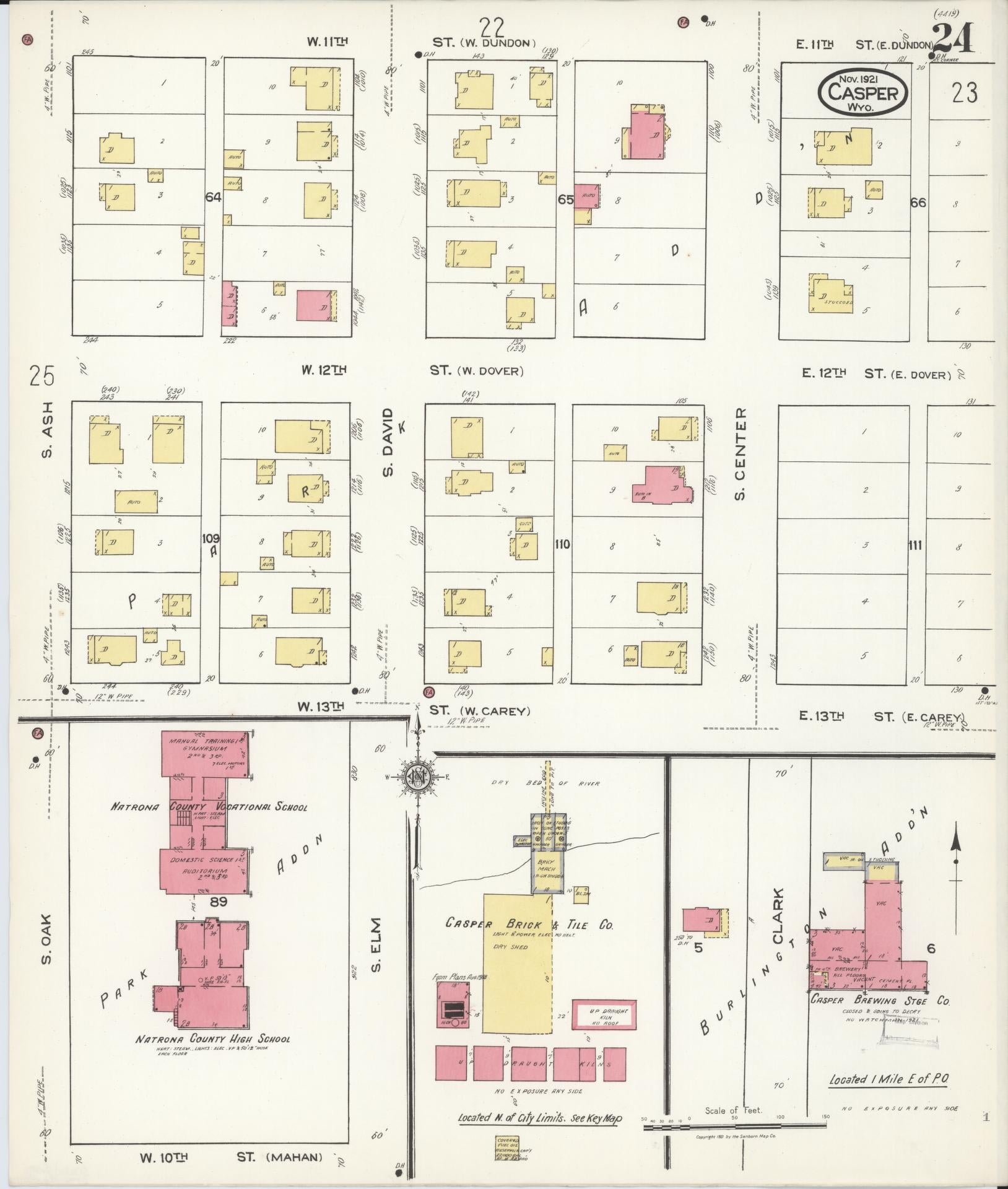 Sanborn Fire Insurance Map from Casper, Natrona County, Wyoming (1921), Sheet #0025 - Complete Map Set gallery image, historic Sanborn map, vintage wall art, Wyoming Wyoming