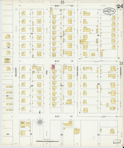 Sanborn Fire Insurance Map from Anniston, Calhoun County, Alabama (1900), Sheet #0024 - Complete Map Set gallery image, historic Sanborn map, vintage wall art, Alabama Alabama