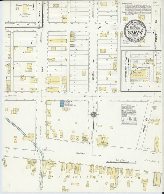 Sanborn Fire Insurance Map from Yampa, Routt County, Colorado (1911), Sheet #0001 - Historic Sanborn Fire Insurance Map Print, vintage old map wall art, antique decor, genealogy gift, Colorado Colorado map