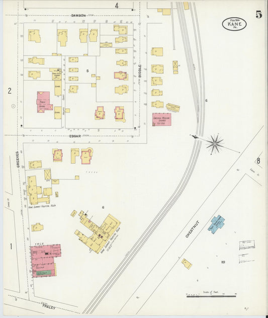 Sanborn Fire Insurance Map from Kane, McKean County, Pennsylvania (1904), Sheet #0005 - Historic Sanborn Fire Insurance Map Print, vintage old map wall art, antique decor, genealogy gift, Pennsylvania Pennsylvania map