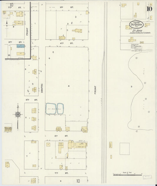 Sanborn Fire Insurance Map from Du Quoin, Perry County, Illinois (1910), Sheet #0010 - Historic Sanborn Fire Insurance Map Print, vintage old map wall art, antique decor, genealogy gift, Illinois Illinois map