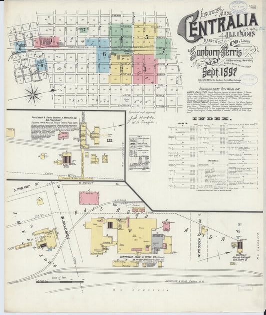 Sanborn Fire Insurance Map from Centralia, Marion, Clinton, Jefferson, and Washington Counties, Illinois (1897), Sheet #0001 - Complete Map Set gallery image, historic Sanborn map, vintage wall art, Illinois Illinois