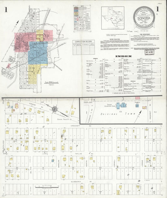 Sanborn Fire Insurance Map from Sonora, Sutton County, Texas (1937), Sheet #0001 - Complete Map Set gallery image, historic Sanborn map, vintage wall art, Texas Texas