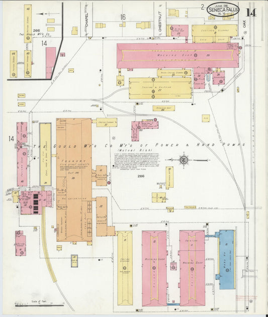 Sanborn Fire Insurance Map from Seneca Falls, Seneca County, New York (1916), Sheet #0014 - Historic Sanborn Fire Insurance Map Print, vintage old map wall art, antique decor, genealogy gift, New York New York map