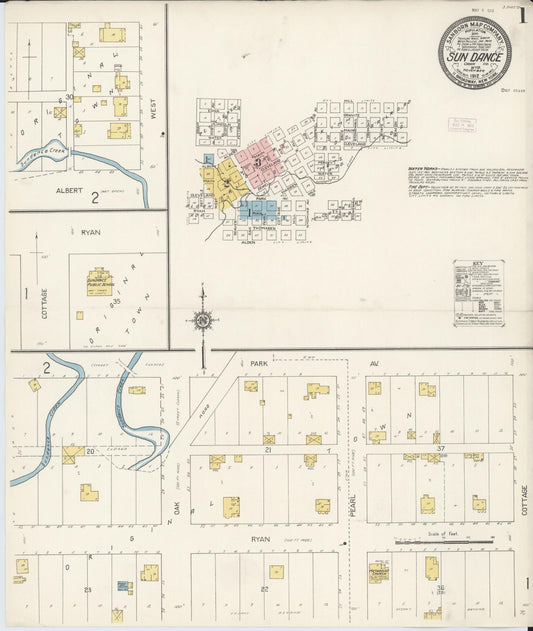 Sanborn Fire Insurance Map from Sundance, Crook County, Wyoming (1912), Sheet #0001 - Historic Sanborn Fire Insurance Map Print, vintage old map wall art, antique decor, genealogy gift, Wyoming Wyoming map