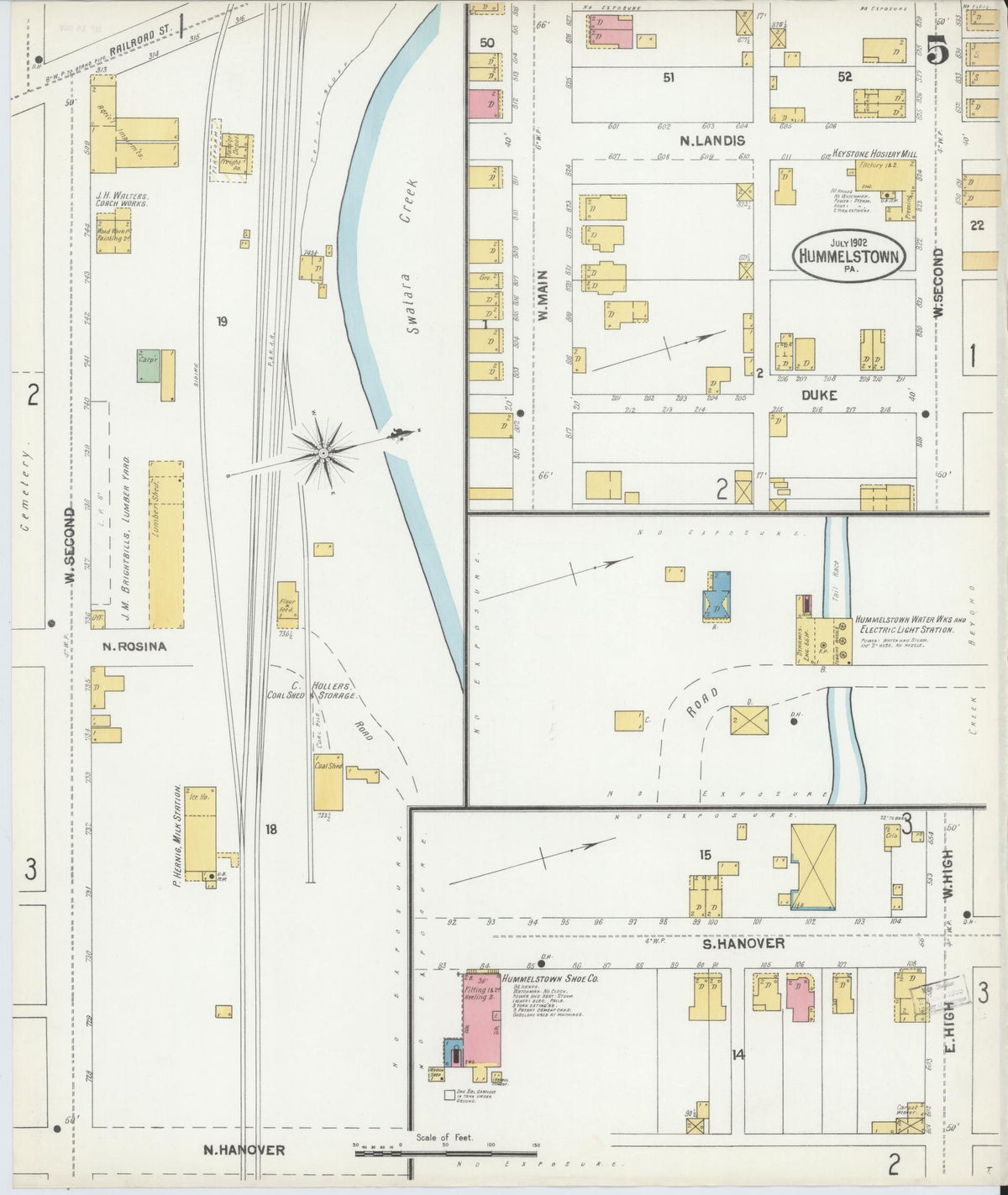 Sanborn Fire Insurance Map from Hummelstown, Dauphin County, Pennsylvania (1902), Sheet #0005 - Complete Map Set gallery image, historic Sanborn map, vintage wall art, Pennsylvania Pennsylvania