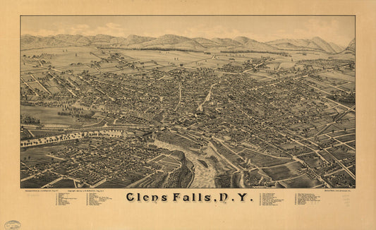 Glens Falls, N.Y. (1884) – Historic Bird’s-Eye View Panorama Print