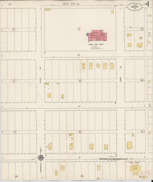 Sanborn Fire Insurance Map from Hardin, Big Horn County, Montana (1927), Sheet #0004 - Historic Sanborn Fire Insurance Map Print, vintage old map wall art, antique decor, genealogy gift, Montana Montana map