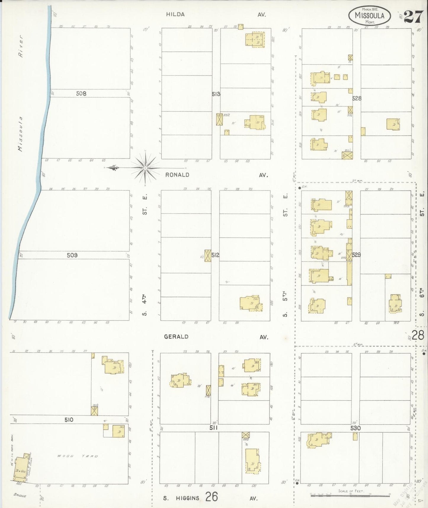 Sanborn Fire Insurance Map from Missoula, Missoula County, Montana (1902), Sheet #0027 - Historic Sanborn Fire Insurance Map Print, vintage old map wall art, antique decor, genealogy gift, Montana Montana map