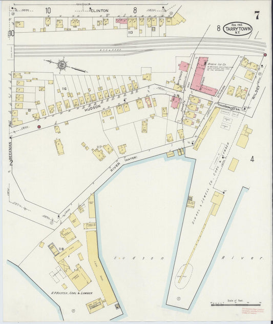 Sanborn Fire Insurance Map from Tarrytown, Westchester County, New York (1915), Sheet #0007 - Historic Sanborn Fire Insurance Map Print, vintage old map wall art, antique decor, genealogy gift, New York New York map