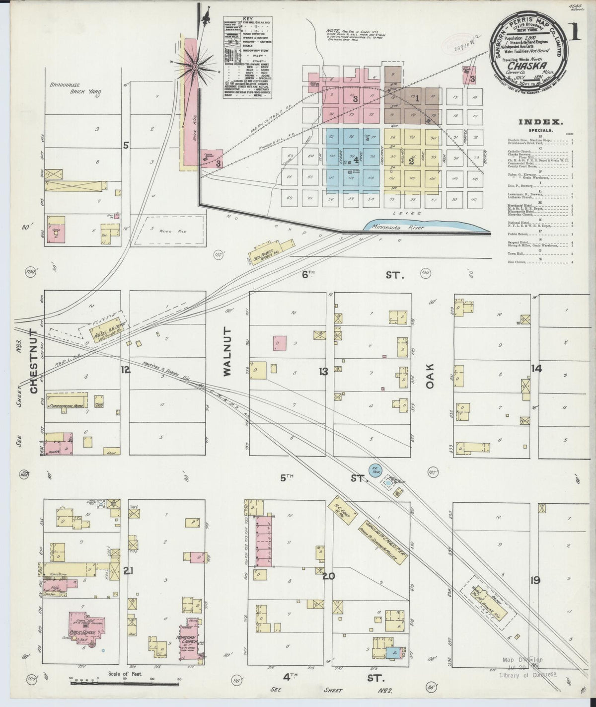 Sanborn Fire Insurance Map from Chaska, Carver County, Minnesota (1891), Sheet #0001 - Complete Map Set gallery image, historic Sanborn map, vintage wall art, Minnesota Minnesota