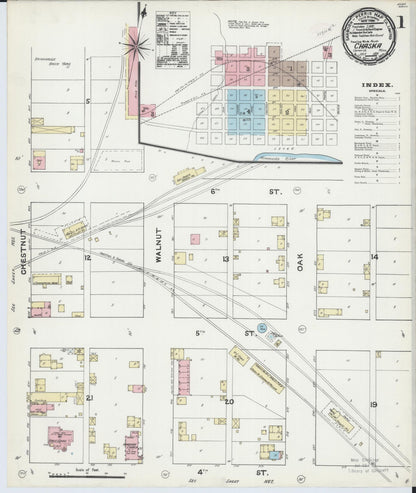 Sanborn Fire Insurance Map from Chaska, Carver County, Minnesota (1891), Sheet #0001 - Complete Map Set gallery image, historic Sanborn map, vintage wall art, Minnesota Minnesota
