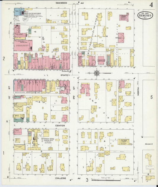 Sanborn Fire Insurance Map from Geneseo, Henry County, Illinois (1909), Sheet #0004 - Historic Sanborn Fire Insurance Map Print, vintage old map wall art, antique decor, genealogy gift, Illinois Illinois map