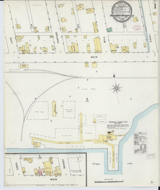 Sanborn Fire Insurance Map from Onekama, Manistee County, Michigan (1895), Sheet #0001 - Complete Map Set gallery image, historic Sanborn map, vintage wall art, Michigan Michigan