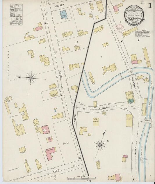 Sanborn Fire Insurance Map from Elizabethtown, Essex County, New York (1895), Sheet #0001 - Historic Sanborn Fire Insurance Map Print, vintage old map wall art, antique decor, genealogy gift, New York New York map
