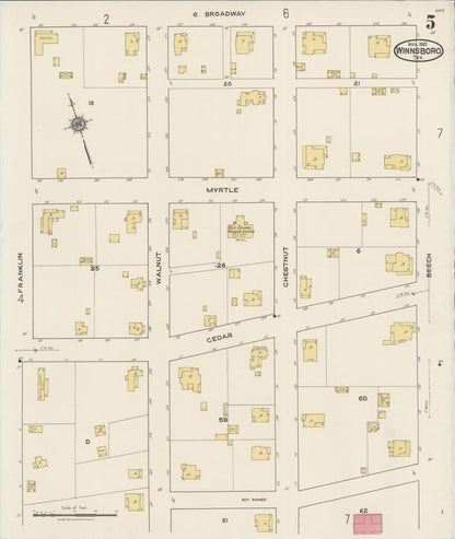 Sanborn Fire Insurance Map from Winnsboro, Wood County, Texas (1921), Sheet #0005 - Complete Map Set gallery image, historic Sanborn map, vintage wall art, Texas Texas