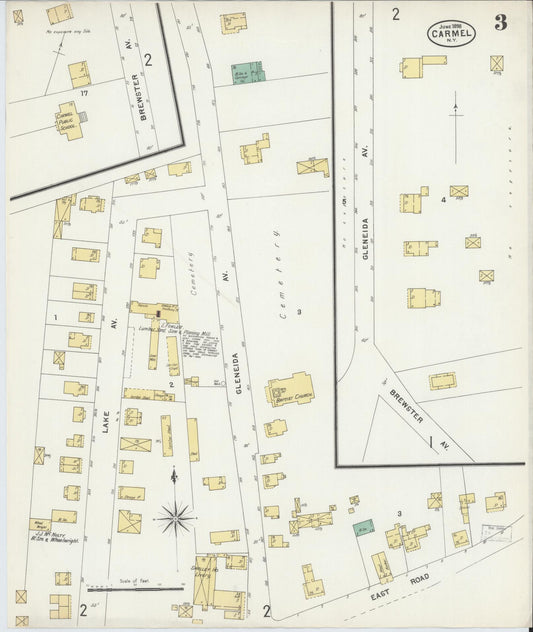 Sanborn Fire Insurance Map from Carmel, Putnam County, New York (1898), Sheet #0003 - Historic Sanborn Fire Insurance Map Print, vintage old map wall art, antique decor, genealogy gift, New York New York map