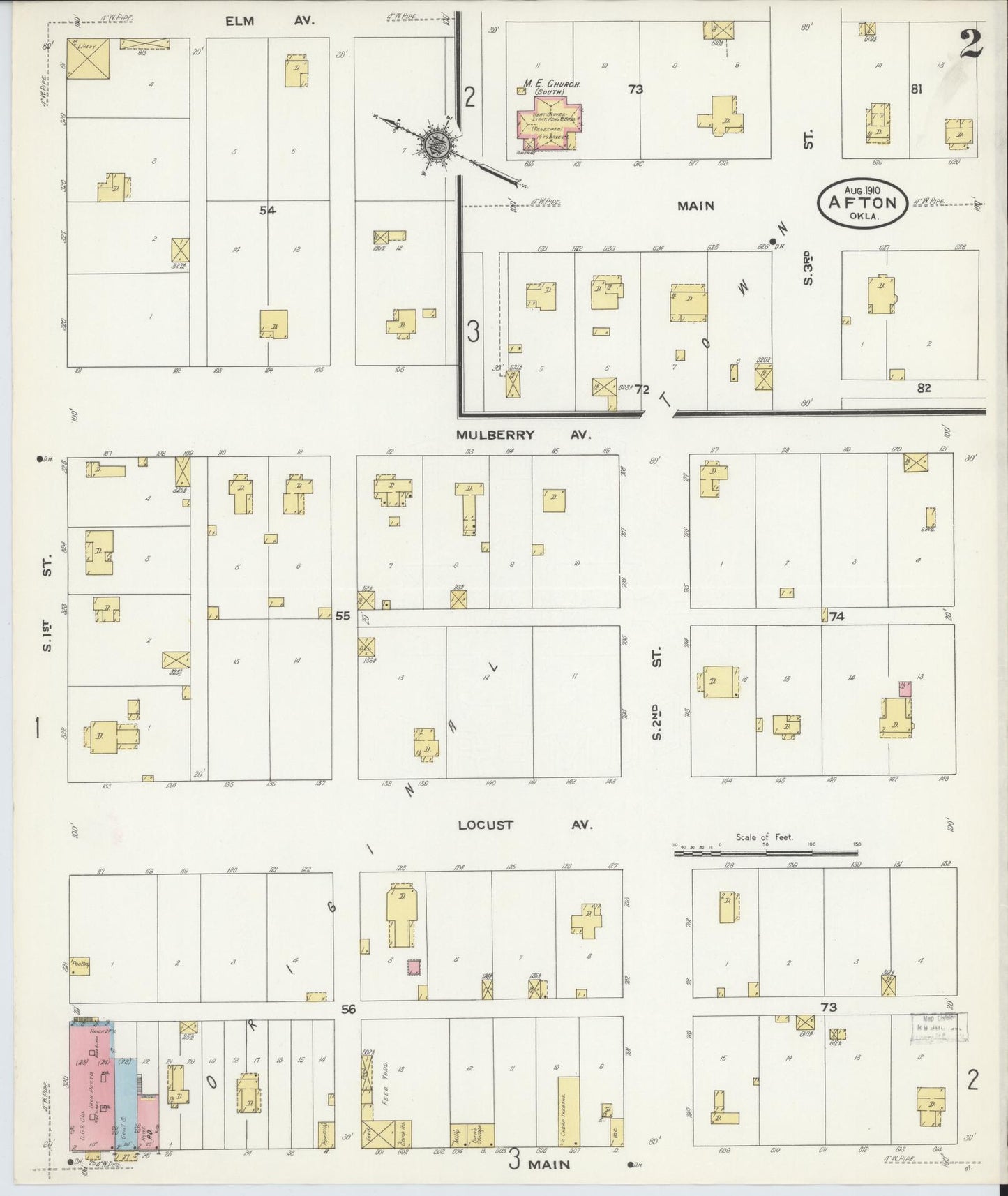 Sanborn Fire Insurance Map from Afton, Ottawa County, Oklahoma (1910), Sheet #0002 - Complete Map Set gallery image, historic Sanborn map, vintage wall art, Oklahoma Oklahoma