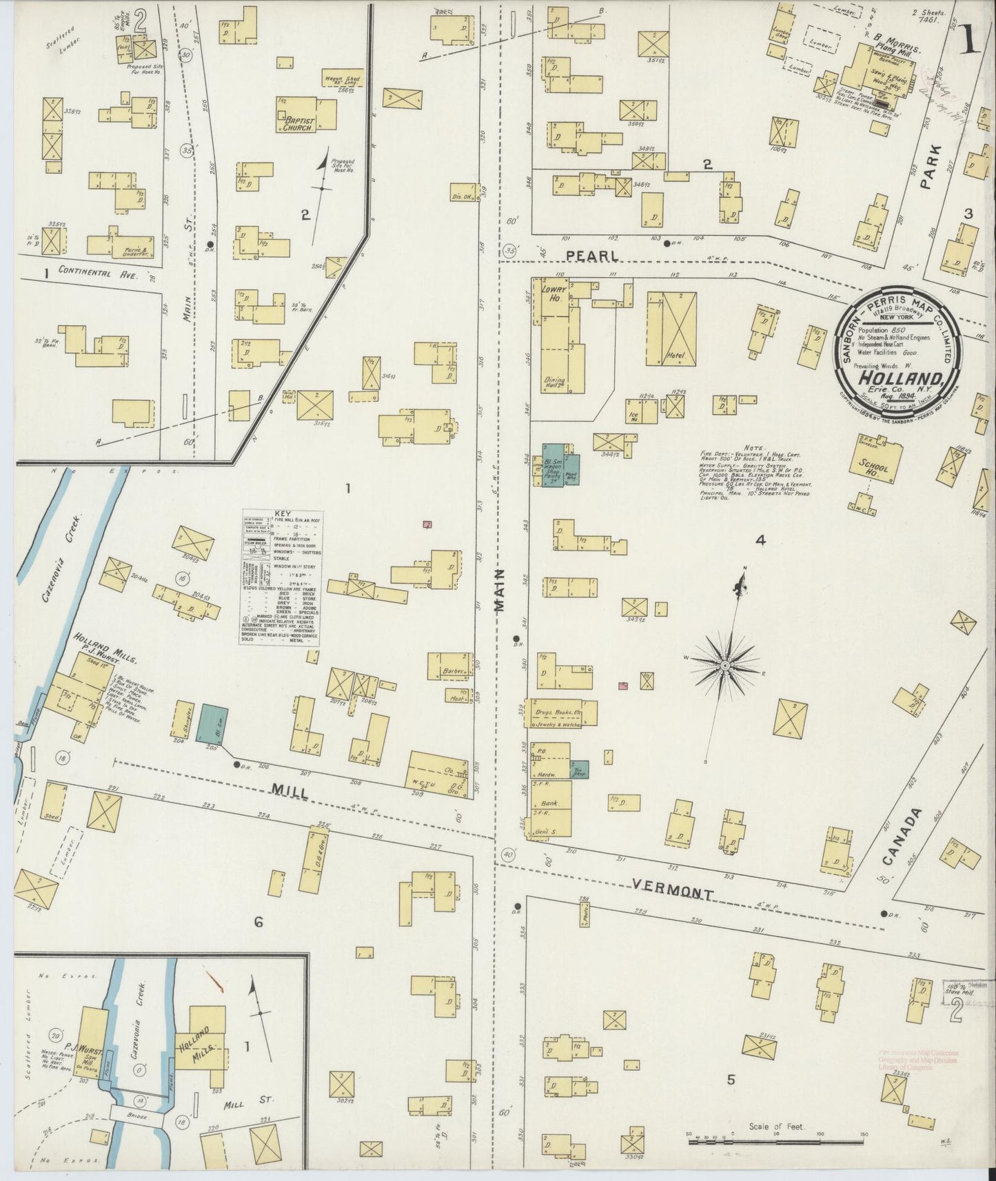Sanborn Fire Insurance Map from Holland, Erie County, New York. (1894) – Historic Sanborn Fire Insurance Map Print