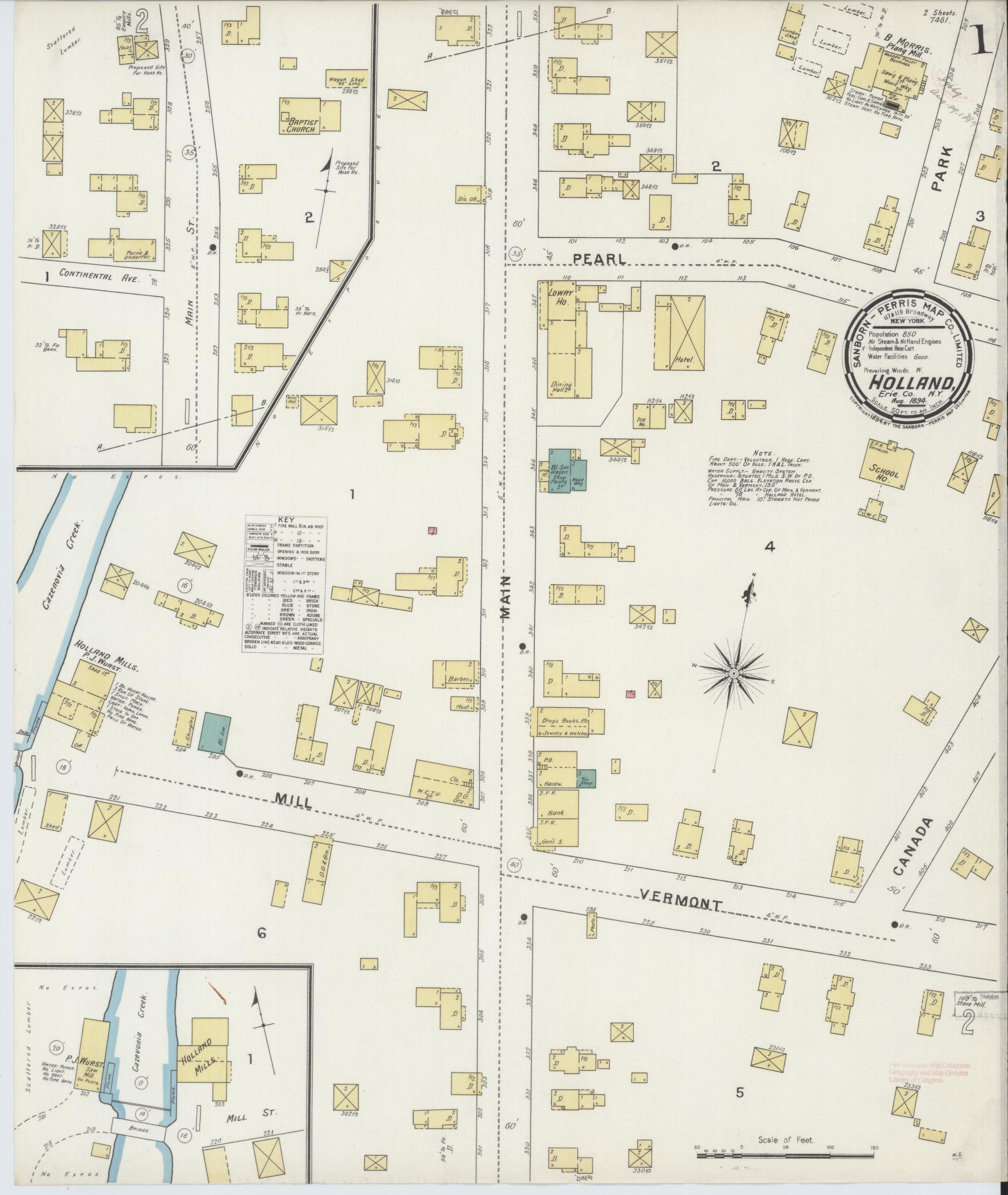 Sanborn Fire Insurance Map from Holland, Erie County, New York. (1894) – Historic Sanborn Fire Insurance Map Print