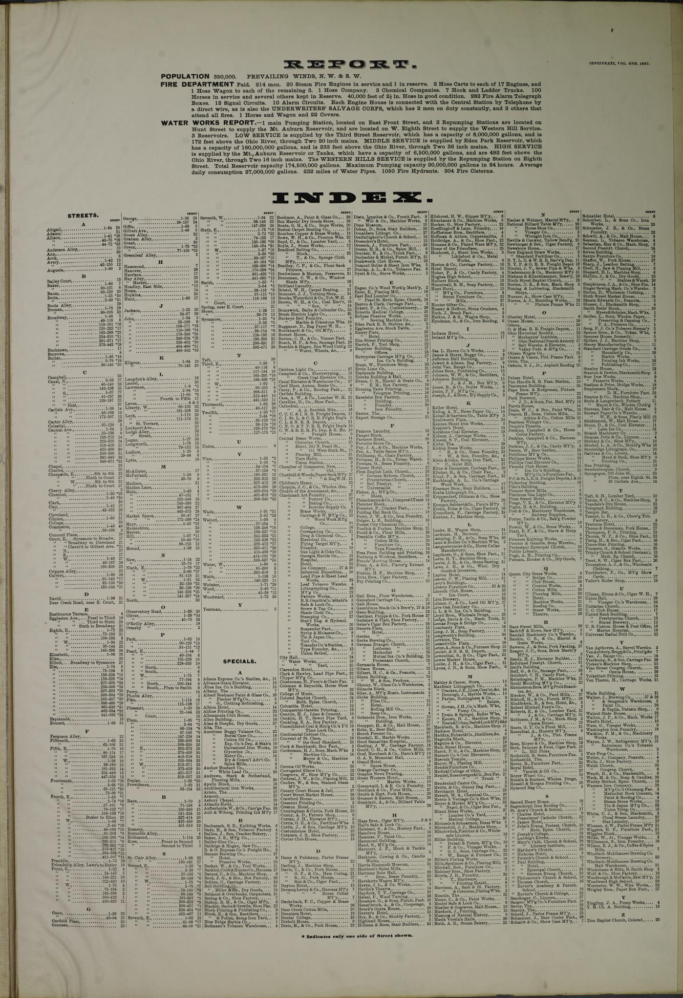 Sanborn Fire Insurance Map from Cincinnati, Hamilton County, Ohio (1887), Sheet #0001 - Historic Sanborn Fire Insurance Map Print, vintage old map wall art, antique decor, genealogy gift, Ohio Ohio map