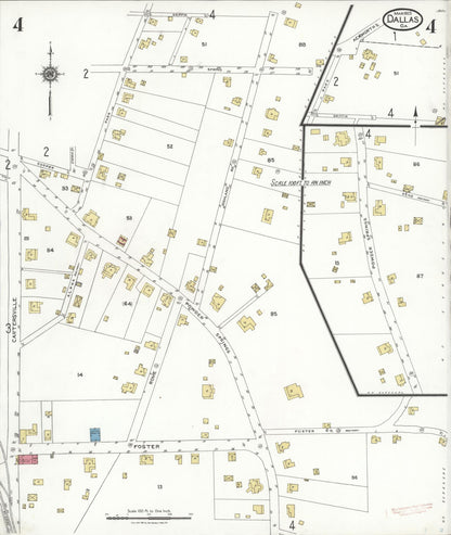 Sanborn Fire Insurance Map from Dallas, Paulding County, Georgia (1923), Sheet #0004 - Complete Map Set gallery image, historic Sanborn map, vintage wall art, Georgia Georgia
