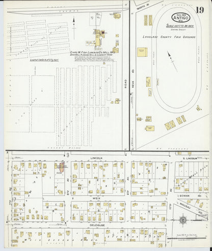 Sanborn Fire Insurance Map from Antigo, Langlade County, Wisconsin (1919), Sheet #0019 - Complete Map Set gallery image, historic Sanborn map, vintage wall art, Wisconsin Wisconsin