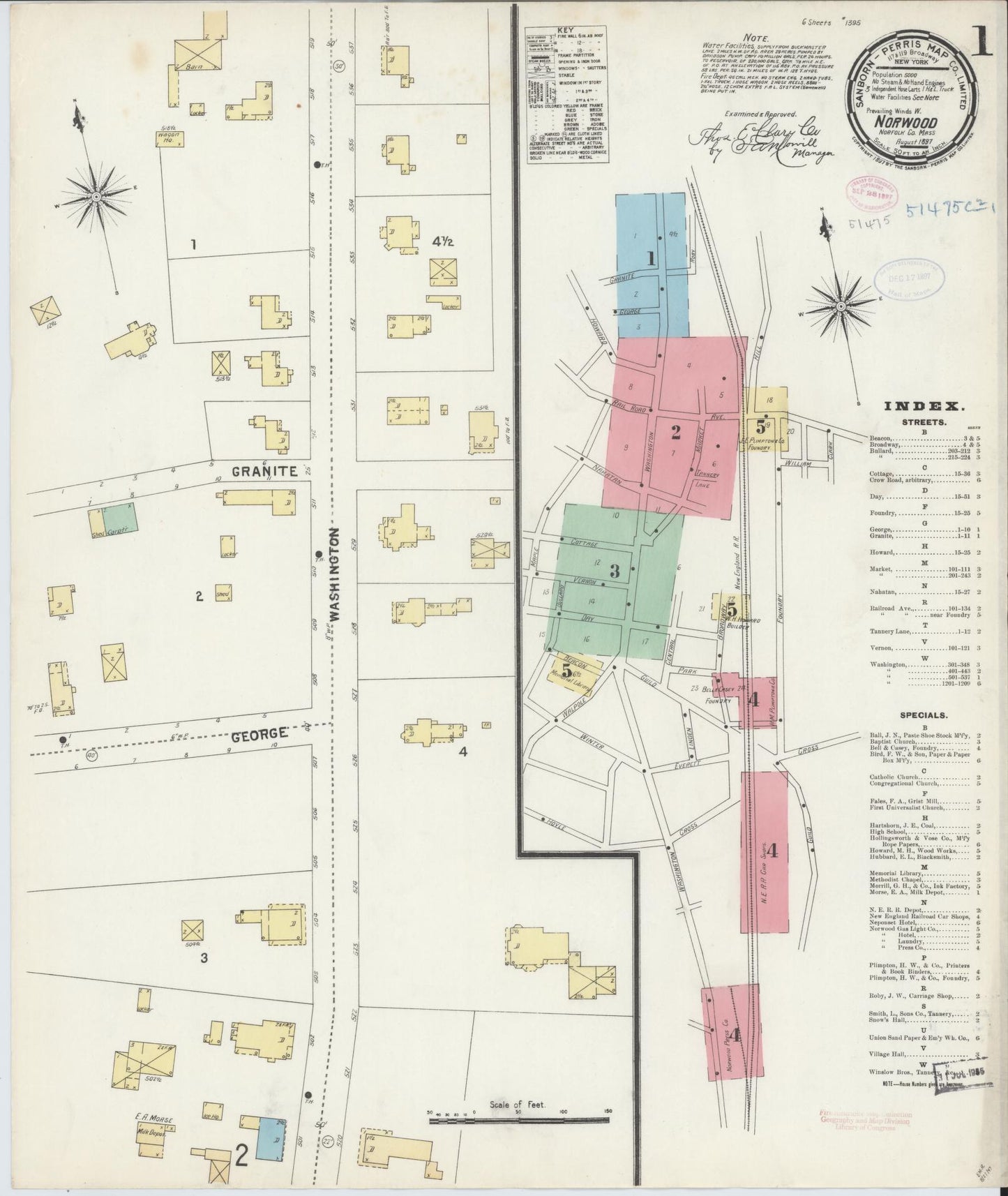 Sanborn Fire Insurance Map from Norwood, Norfolk County, Massachusetts (1897), Sheet #0001 - Complete Map Set gallery image, historic Sanborn map, vintage wall art, Massachusetts Massachusetts