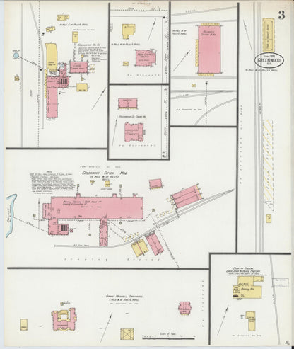 Sanborn Fire Insurance Map from Greenwood, Greenwood County, South Carolina (1898), Sheet #0003 - Complete Map Set gallery image, historic Sanborn map, vintage wall art, South Carolina South Carolina