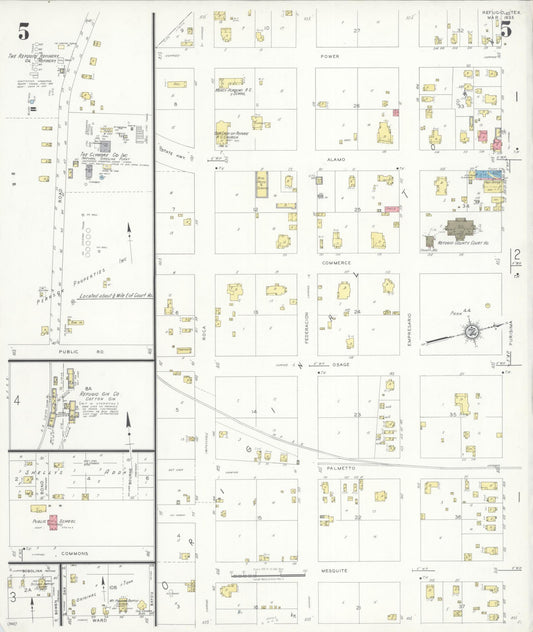 Sanborn Fire Insurance Map from Refugio, Refugio County, Texas (1935), Sheet #0005 - Historic Sanborn Fire Insurance Map Print, vintage old map wall art, antique decor, genealogy gift, Texas Texas map