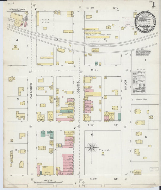 Sanborn Fire Insurance Map from Eureka, Woodford County, Illinois (1892), Sheet #0001 - Historic Sanborn Fire Insurance Map Print, vintage old map wall art, antique decor, genealogy gift, Illinois Illinois map