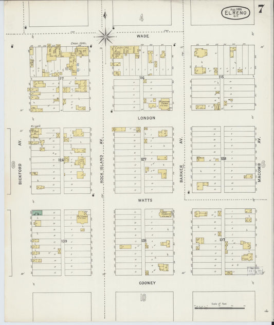 Sanborn Fire Insurance Map from El Reno, Canadian County, Oklahoma (1895), Sheet #0007 - Historic Sanborn Fire Insurance Map Print, vintage old map wall art, antique decor, genealogy gift, Oklahoma Oklahoma map