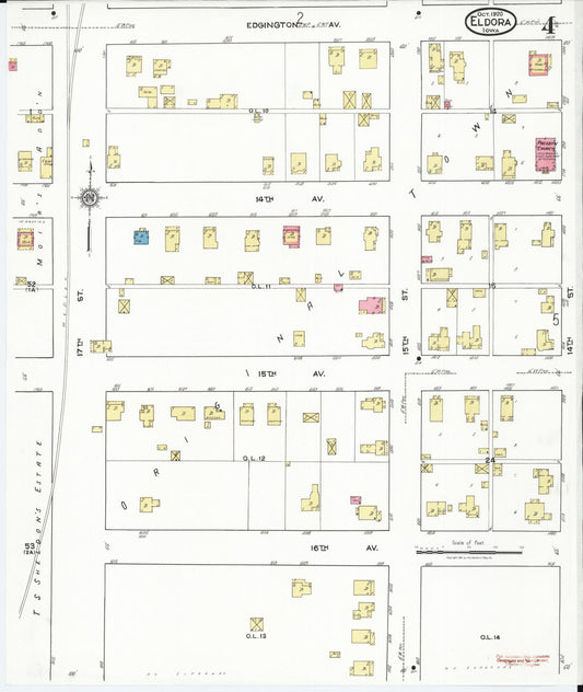 Sanborn Fire Insurance Map from Eldora, Hardin County, Iowa (1920), Sheet #0004 - Historic Sanborn Fire Insurance Map Print, vintage old map wall art