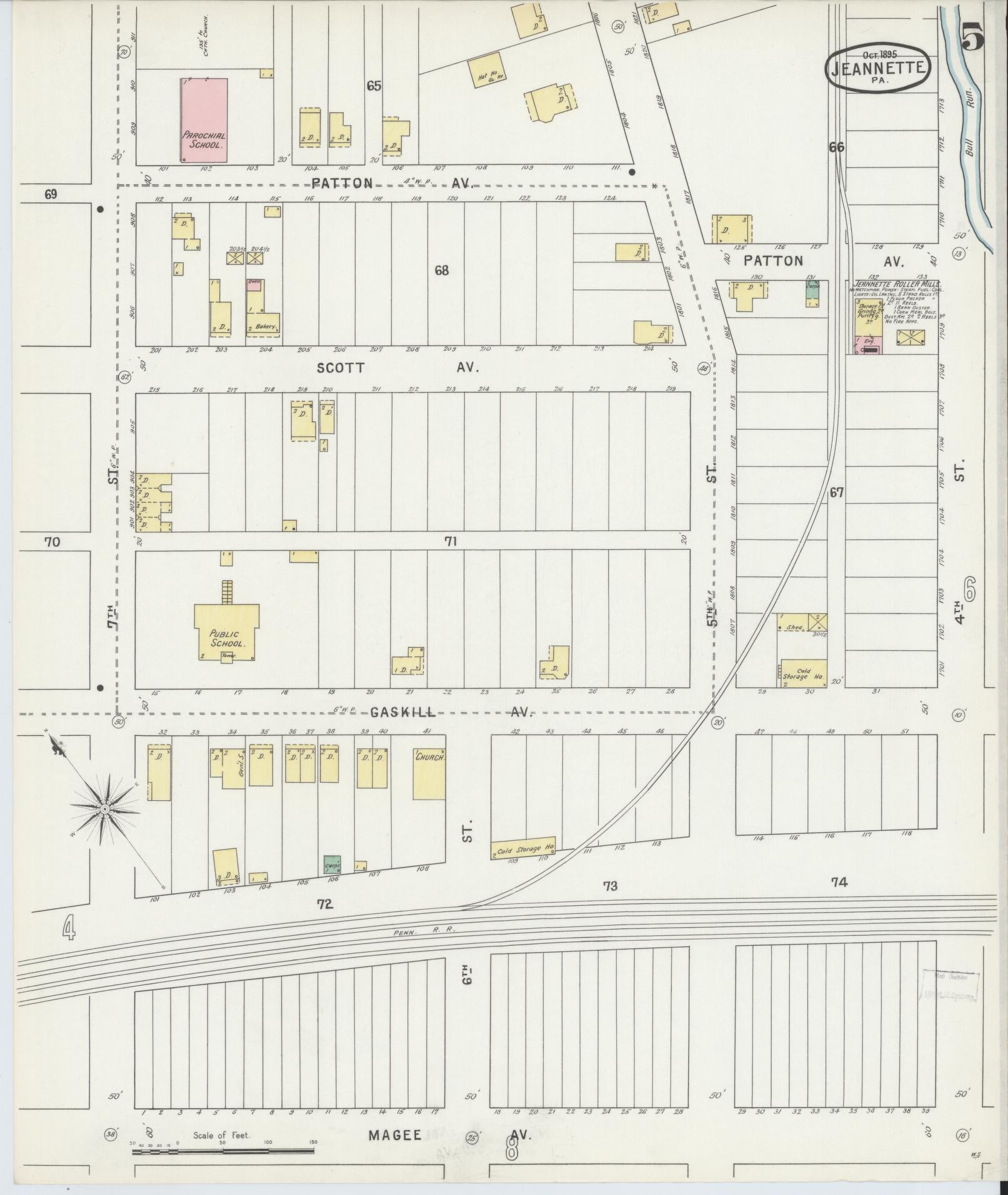Sanborn Fire Insurance Map from Jeannette, Westmoreland County, Pennsylvania (1895), Sheet #0005 - Complete Map Set gallery image, historic Sanborn map, vintage wall art, Pennsylvania Pennsylvania