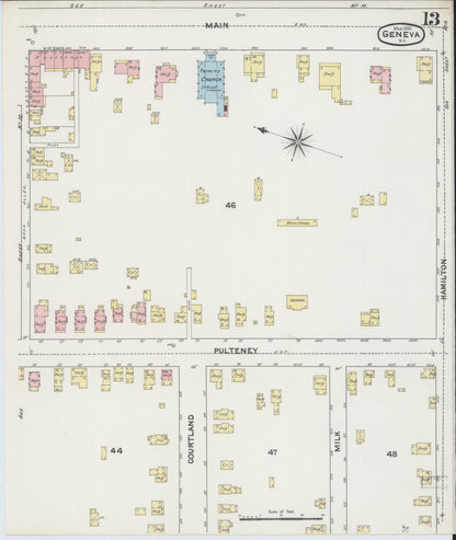Sanborn Fire Insurance Map from Geneva, Ontario County, New York (1890), Sheet #0013 - Historic Sanborn Fire Insurance Map Print, vintage old map wall art, antique decor, genealogy gift, New York New York map