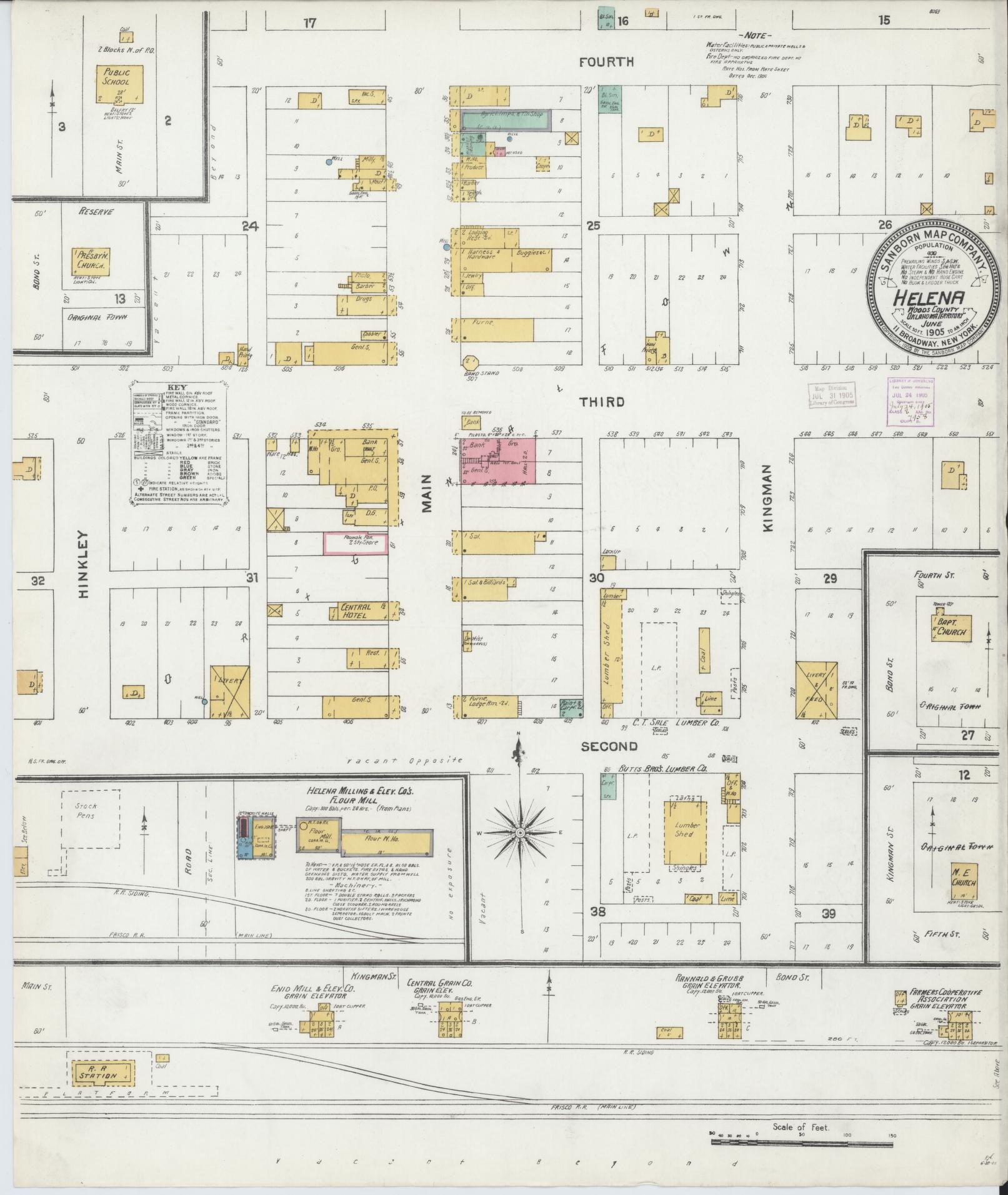 Sanborn Fire Insurance Map from Helena, Alfalfa County, Oklahoma. (1905) – Historic Sanborn Fire Insurance Map Print