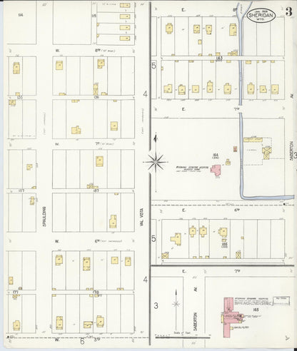Sanborn Fire Insurance Map from Sheridan, Sheridan County, Wyoming (1908), Sheet #0003 - Complete Map Set gallery image, historic Sanborn map, vintage wall art, Wyoming Wyoming
