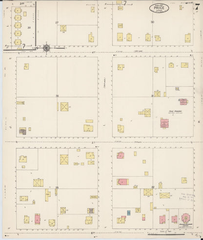 Sanborn Fire Insurance Map from Price, Carbon County, Utah (1917), Sheet #0007 - Complete Map Set gallery image, historic Sanborn map, vintage wall art, Utah Utah