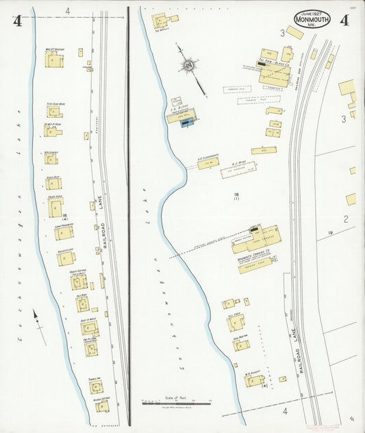 Sanborn Fire Insurance Map from Monmouth, Kennebec County, Maine (1927), Sheet #0004 - Historic Sanborn Fire Insurance Map Print, vintage old map wall art, antique decor, genealogy gift, Maine Maine map