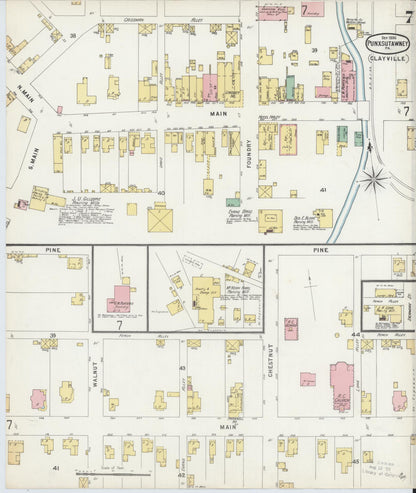 Sanborn Fire Insurance Map from Punxsutawney, Jefferson County, Pennsylvania (1896), Sheet #0007 - Historic Sanborn Fire Insurance Map Print, vintage old map wall art, antique decor, genealogy gift, Pennsylvania Pennsylvania map