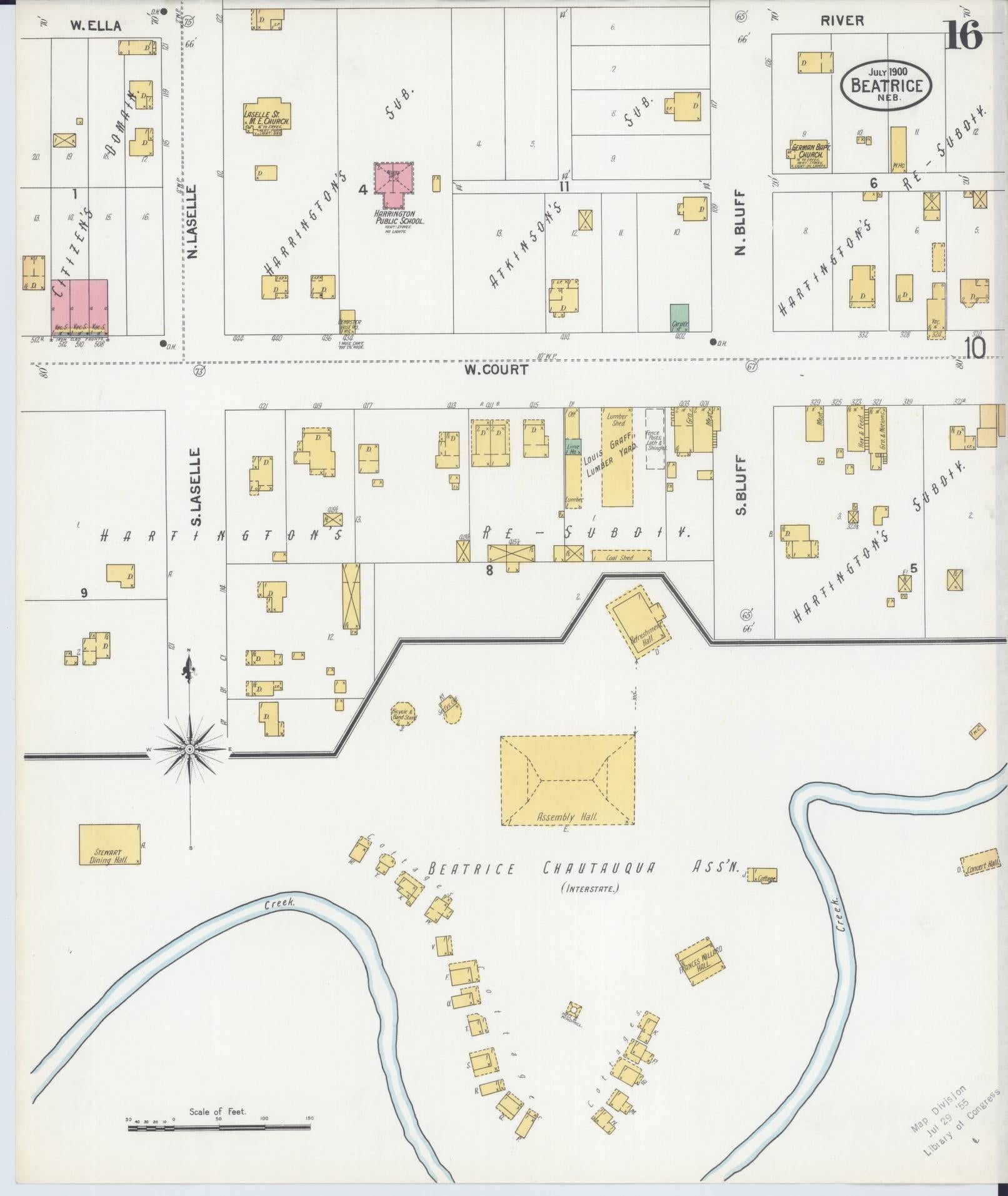 Sanborn Fire Insurance Map from Beatrice, Gage County, Nebraska (1900), Sheet #0016 - Historic Sanborn Fire Insurance Map Print, vintage old map wall art, antique decor, genealogy gift, Nebraska Nebraska map