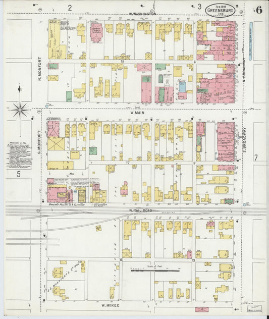Sanborn Fire Insurance Map from Greensburg, Decatur County, Indiana (1899), Sheet #0006 - Historic Sanborn Fire Insurance Map Print, vintage old map wall art, antique decor, genealogy gift, Indiana Indiana map