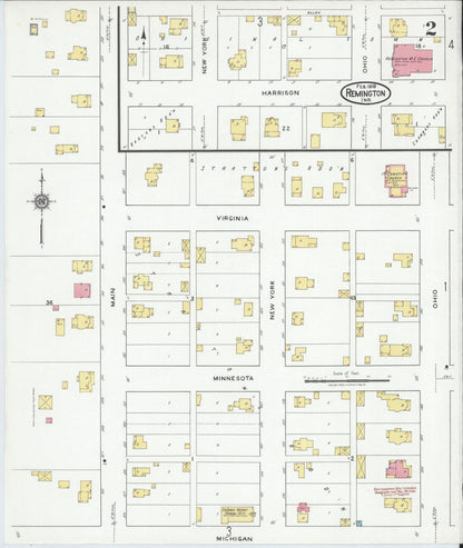 Sanborn Fire Insurance Map from Remington, Jasper County, Indiana (1919), Sheet #0002 - Historic Sanborn Fire Insurance Map Print, vintage old map wall art, antique decor, genealogy gift, Indiana Indiana map