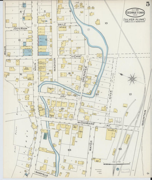 Sanborn Fire Insurance Map from Georgetown, Clear Creek County, Colorado (1893), Sheet #0005 - Historic Sanborn Fire Insurance Map Print, vintage old map wall art, antique decor, genealogy gift, Colorado Colorado map