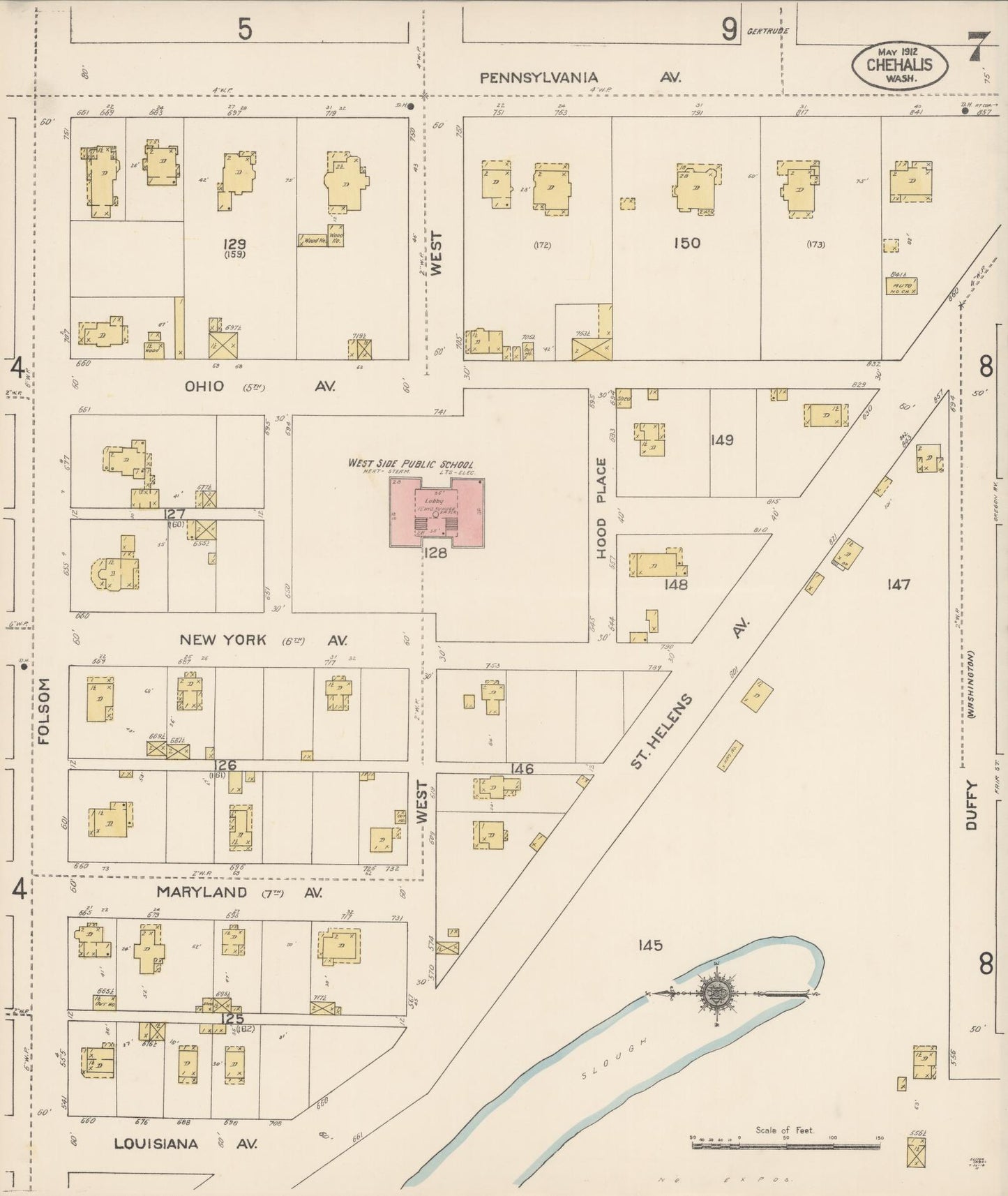 Sanborn Fire Insurance Map from Chehalis, Lewis County, Washington (1912), Sheet #0007 - Complete Map Set gallery image, historic Sanborn map, vintage wall art, Washington Washington