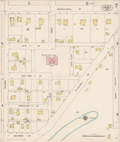 Sanborn Fire Insurance Map from Chehalis, Lewis County, Washington (1912), Sheet #0007 - Complete Map Set gallery image, historic Sanborn map, vintage wall art, Washington Washington