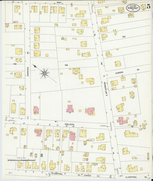Sanborn Fire Insurance Map from Somerset, Pulaski County, Kentucky (1908), Sheet #0005 - Historic Sanborn Fire Insurance Map Print, vintage old map wall art, antique decor, genealogy gift, Kentucky Kentucky map